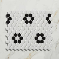 Mono Hex, Daisy, £149.96/M2 Black Tile Mosaic Tiles Ca Pietra