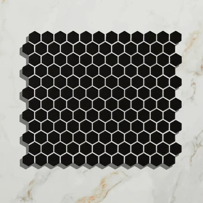 Mono Hex, Noir, £118.96/ M2 Black Tile Mosaic Tiles Ca Pietra