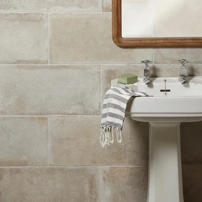 Provence Matt Porcelain, 3 sizes, Talco, from £75.00/ M2 Concrete & Cement Effect Porcelain Tiles Cream Tile Ca Pietra