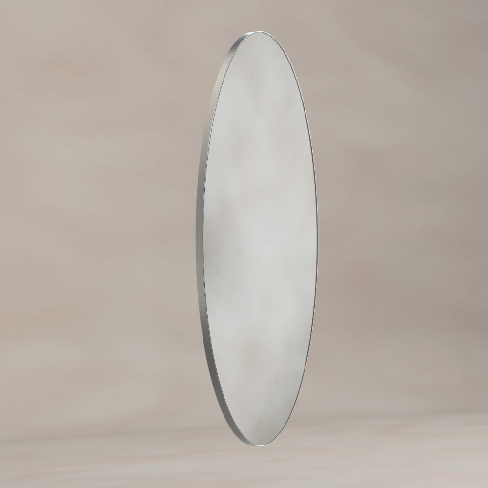 Oslo Oval Mirror 45x100cm - Brushed Nickel