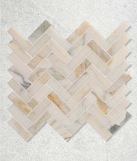 Palazzo Oro Honed Herringbone Mosaic Marble 31.5cm Sample
