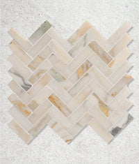 Palazzo Oro Honed Herringbone Mosaic Marble 31.5cm Sample