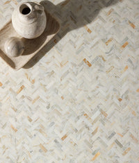 Palazzo Oro Honed Herringbone Mosaic Marble 31.5cm Sample