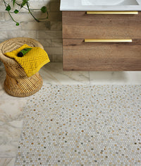Palazzo Oro Honed Brick Bond Square Mosaic Marble 30x30cm Sample
