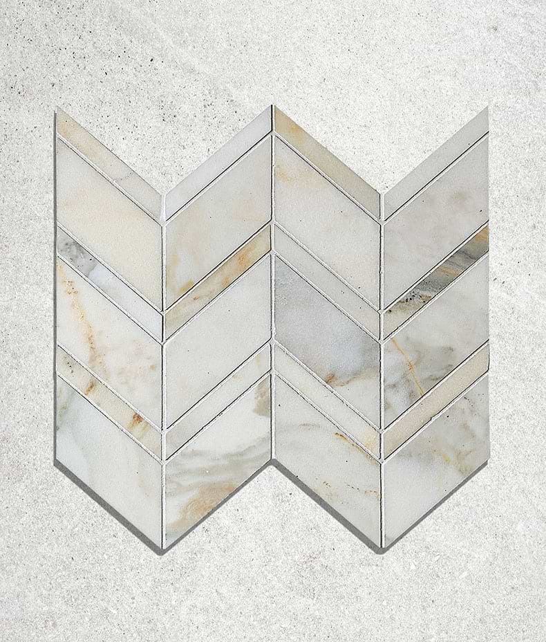 Palazzo Oro Honed Chevron Mosaic Marble 28cm