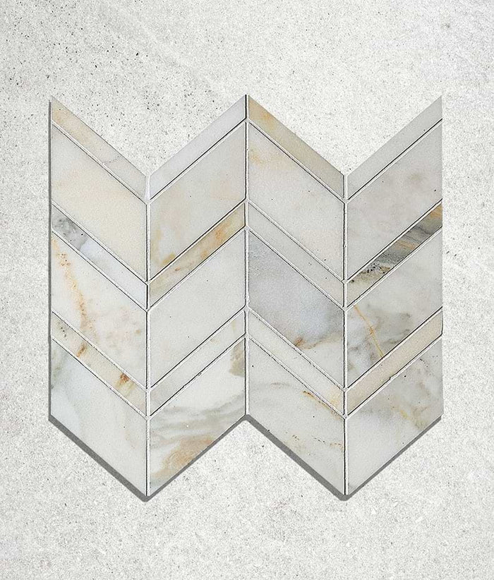 Palazzo Oro Honed Chevron Mosaic Marble 28cm