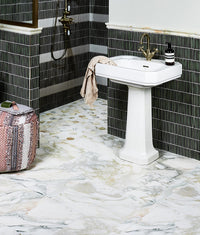 Palazzo Oro Honed Herringbone Mosaic Marble 31.5cm Sample