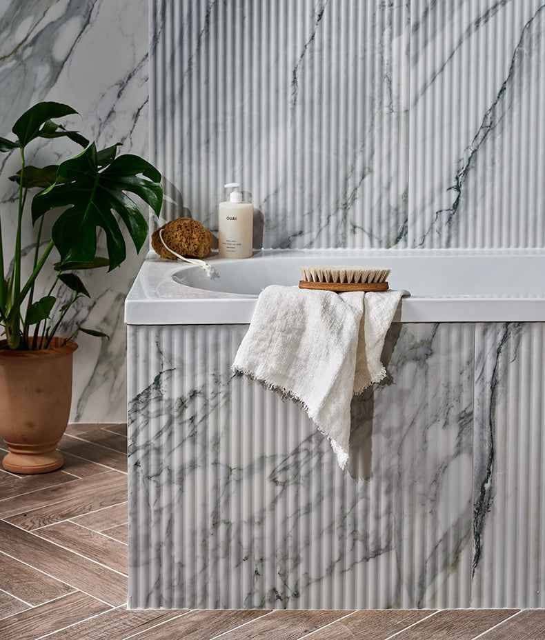 Palm Springs Porcelain Cerulean Fluted 60x120cm Sample