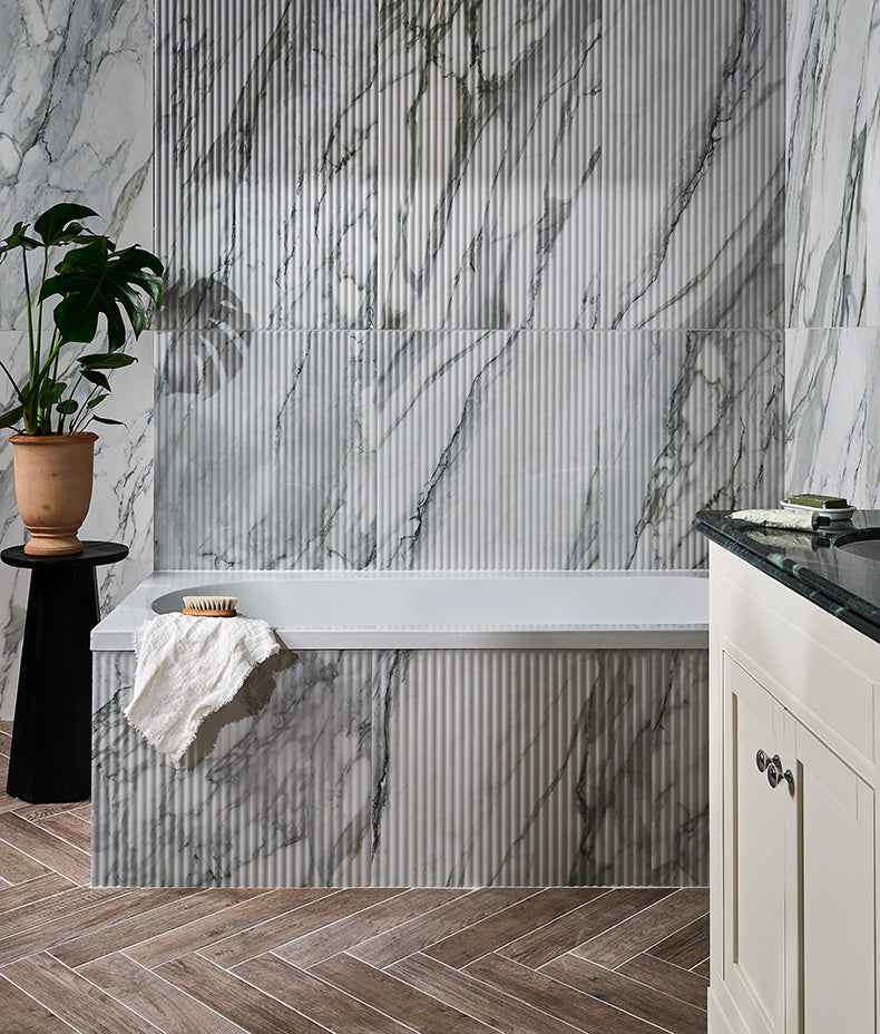 Palm Springs Porcelain Cerulean Fluted 60x120cm Sample