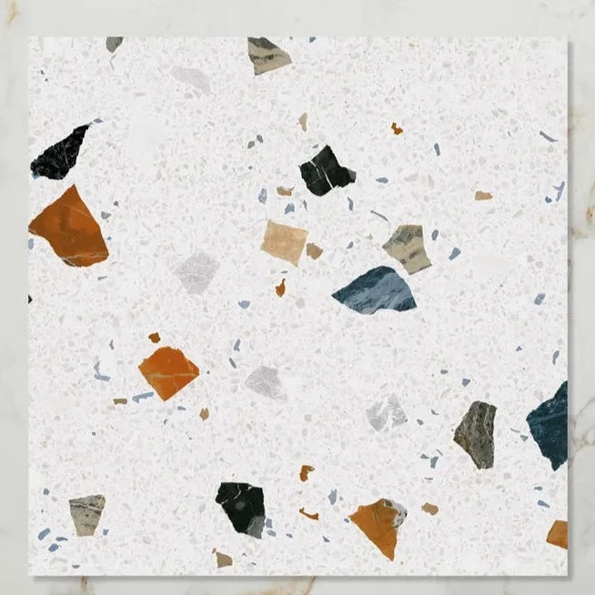 Piazza Porcelain Terrazzo, Geo Pearl, £67.70/ M2 Decorative Tiles White Tile Ca Pietra