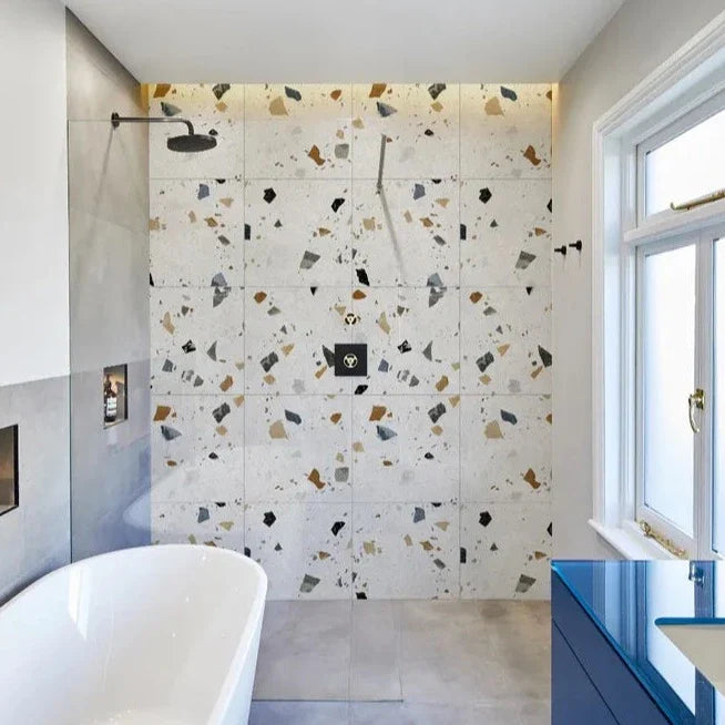 Piazza Porcelain Terrazzo, Geo Pearl, £67.70/ M2 sample Sample Ca Pietra Sample