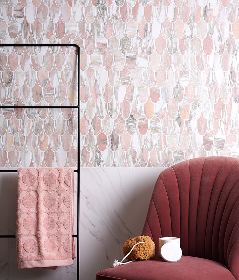 East Java Flamingo Marble Plume Mosaic 35cm