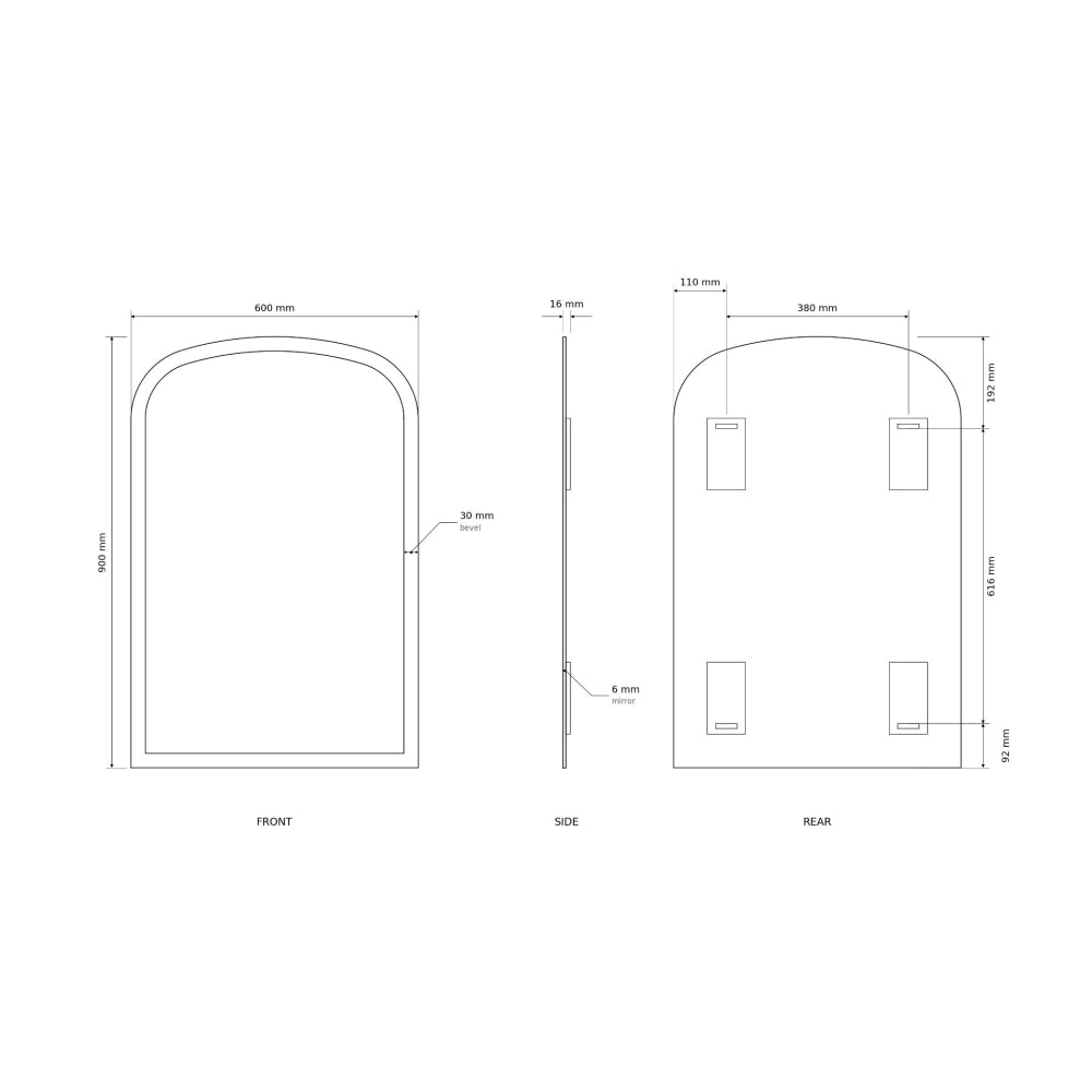 Porterhouse Overmantel Arch Mirror 60x90cm