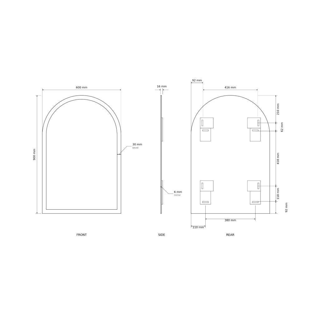Porterhouse Arch Mirror 60x90cm