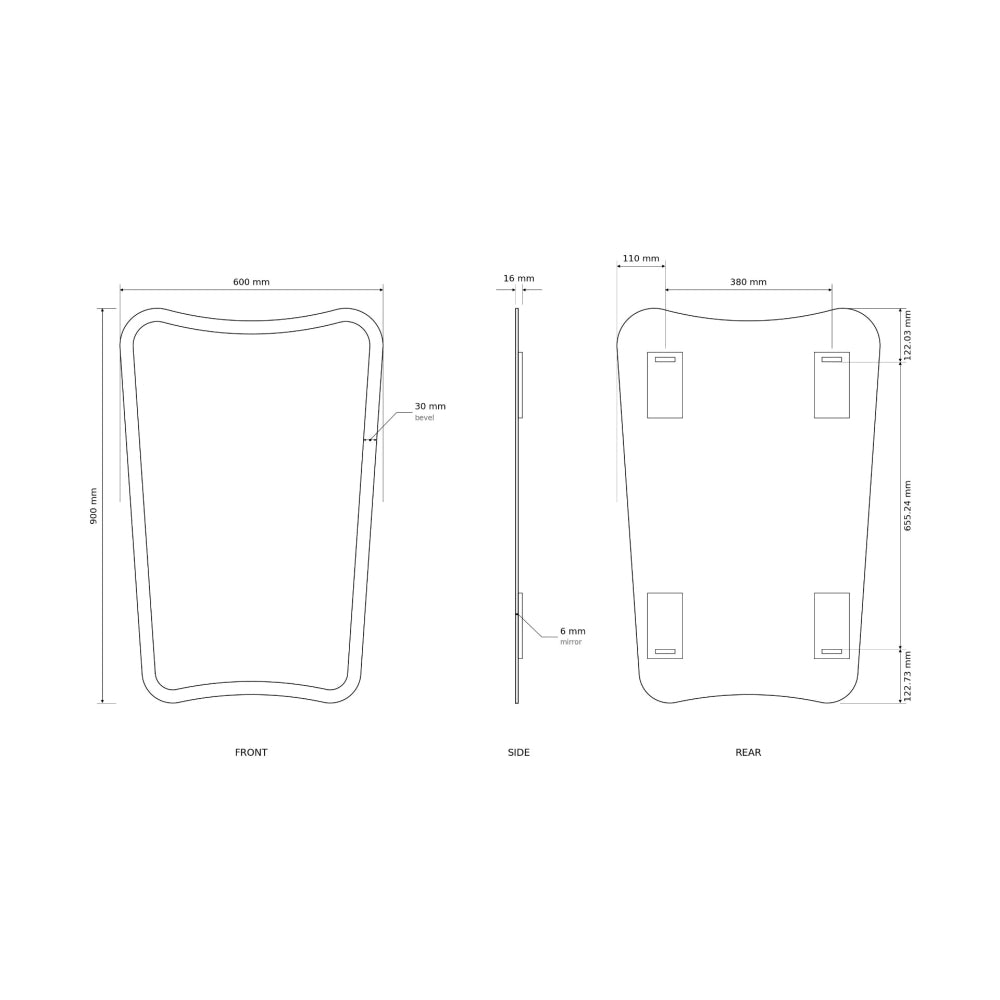 Porterhouse Curve Mirror 60x90cm