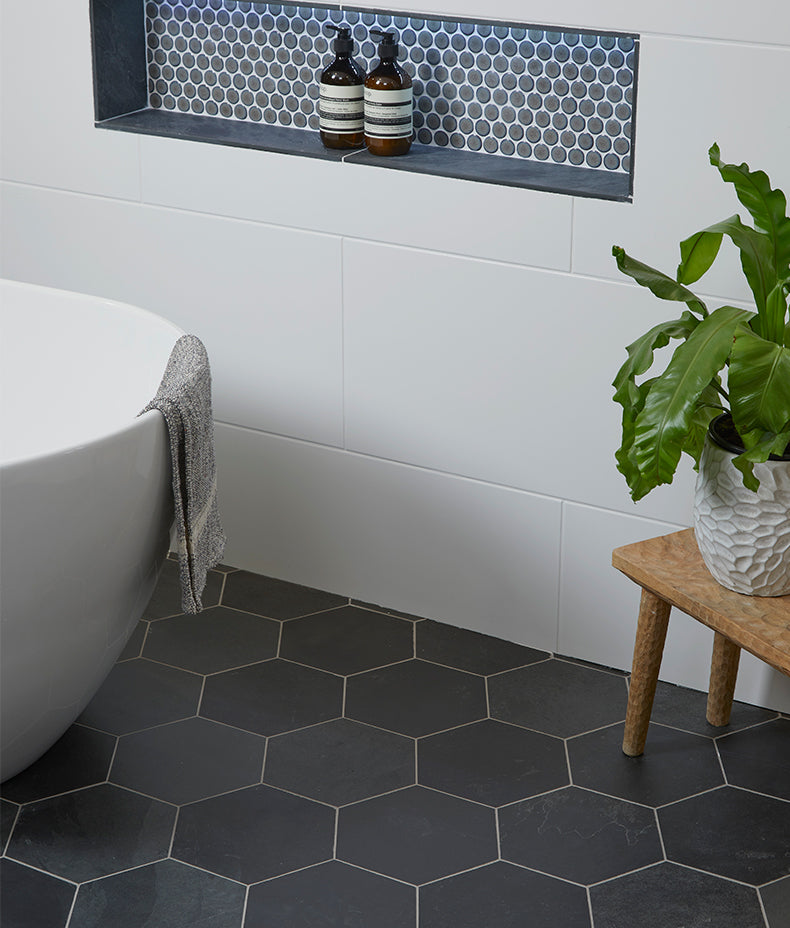 Metropolitan Slate Riven Finish Hexagon 21.5cm Sample