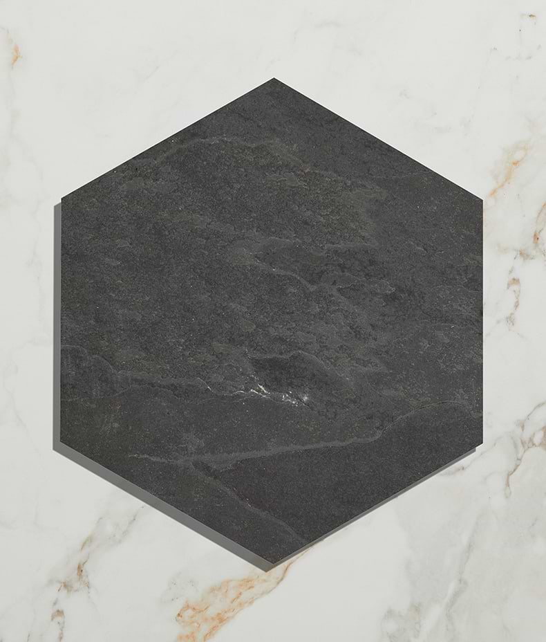 Metropolitan Slate Riven Finish Hexagon 21.5cm
