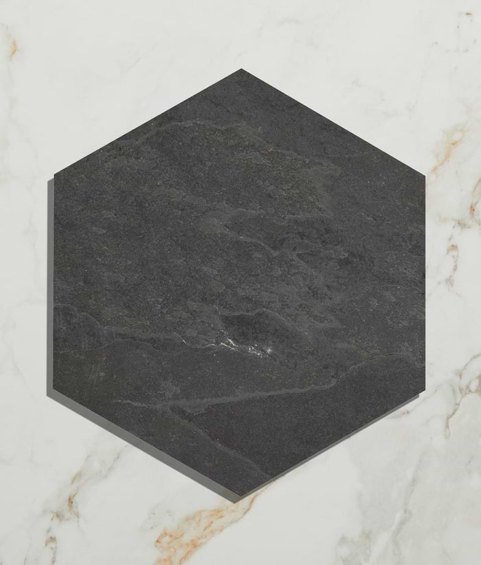 Metropolitan Slate Riven Finish Hexagon 21.5cm