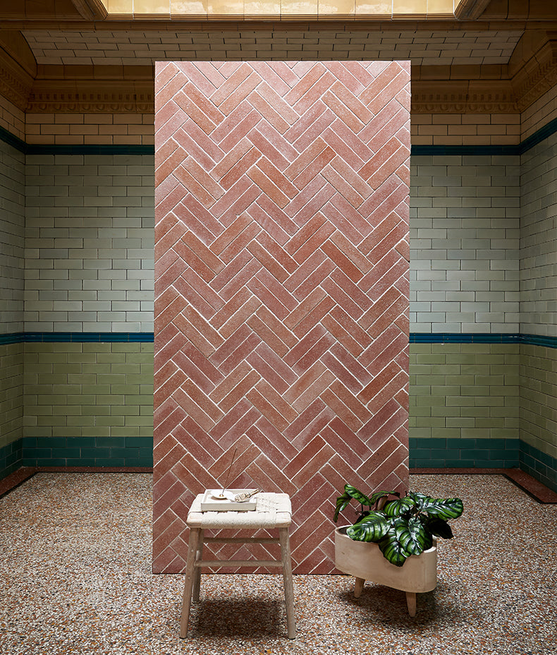 Reform Composite Stone Tumbled Salmon Pink 25x25cm