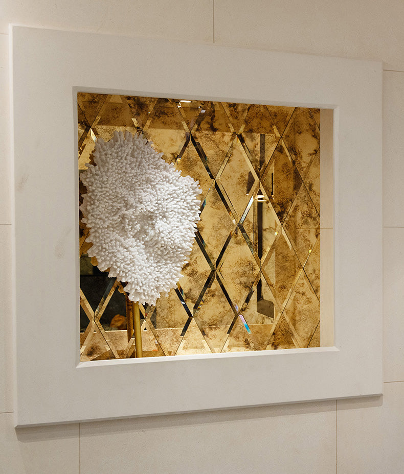 Rococo Glass Mirror Diamond Brass 12.5x25cm Sample