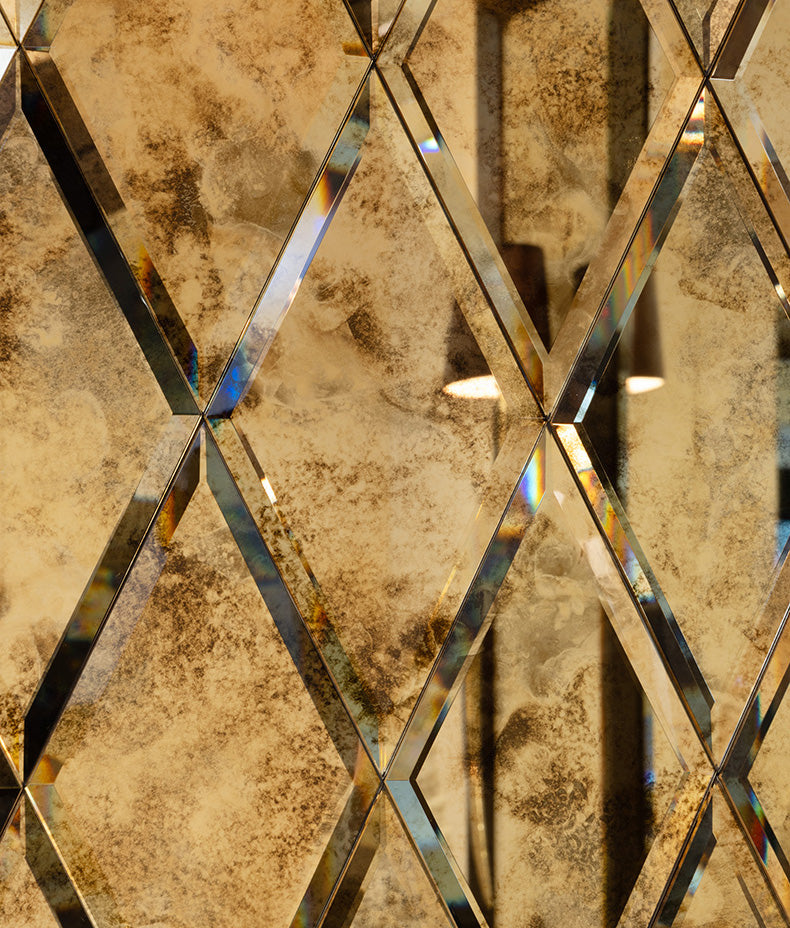 Rococo Glass Mirror Diamond Brass 12.5x25cm Sample