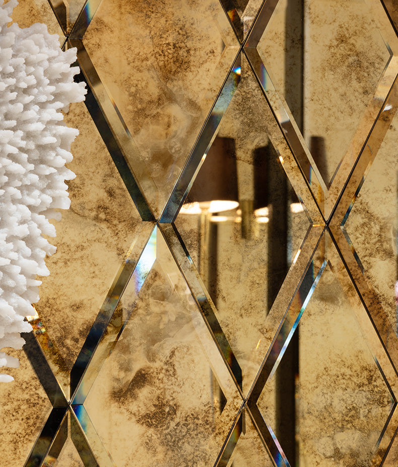 Rococo Glass Mirror Diamond Brass 12.5x25cm Sample