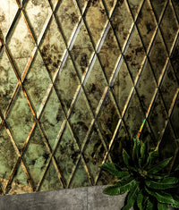 Rococo Glass Mirror Diamond Brass 12.5x25cm