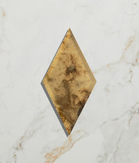 Rococo Glass Mirror Diamond Brass 12.5x25cm