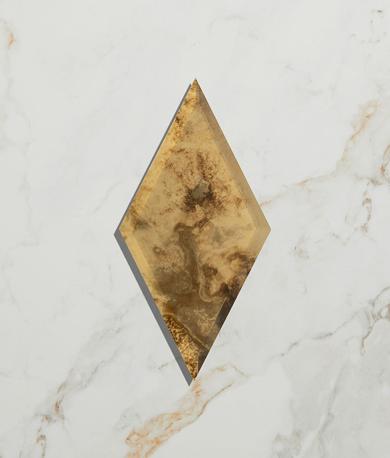 Rococo Glass Mirror Diamond Brass 12.5x25cm Sample