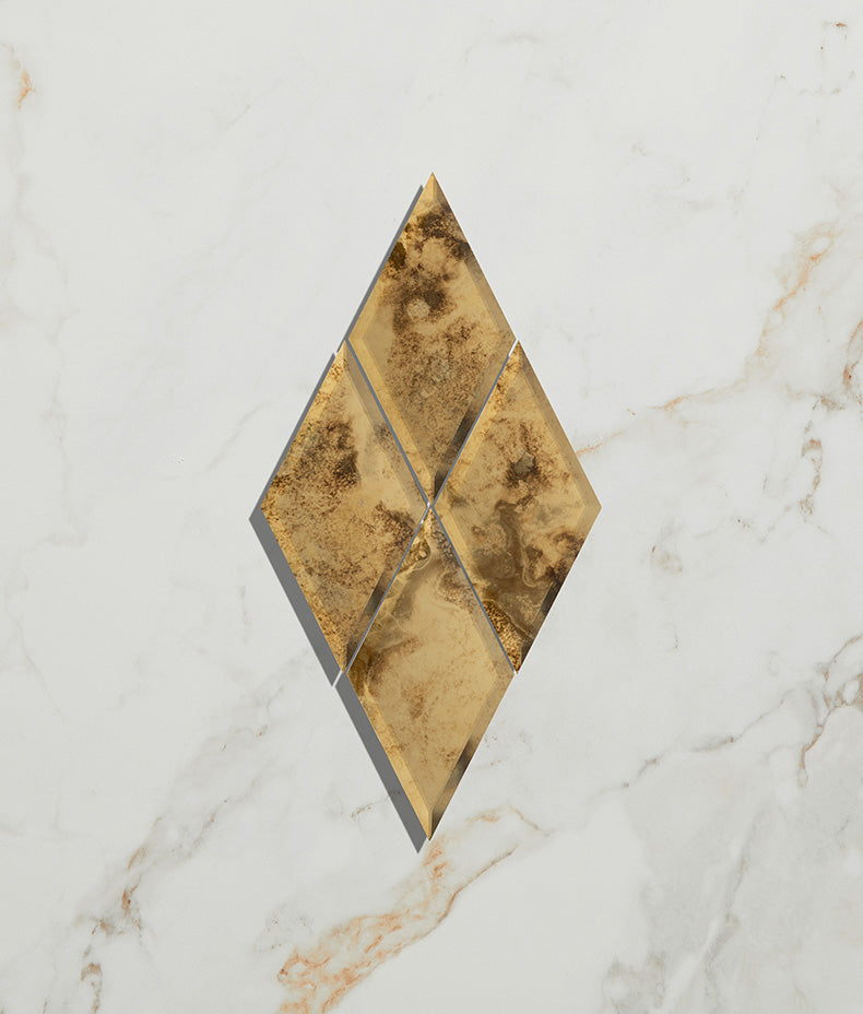 Rococo Glass Mirror Diamond Brass 12.5x25cm Sample