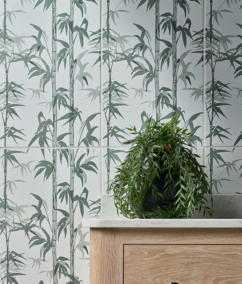Silk Screen Ceramic Lantau Bamboo Smoke Green 33.3x55cm