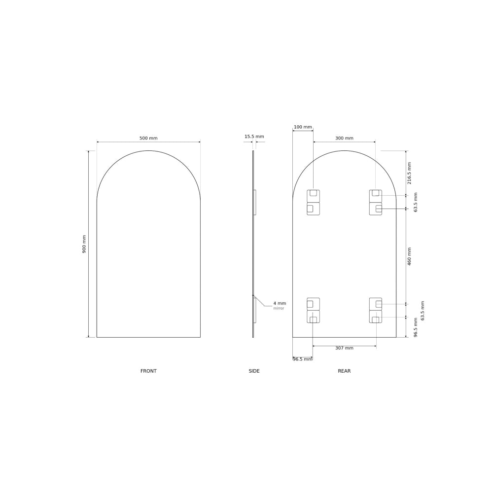 Slim Arch Mirror 50x90cm