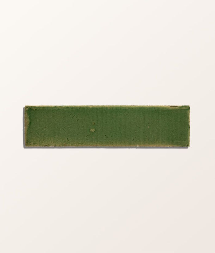 Stone Glaze Ceramic British Green Gloss Brick 5x20cm Sample