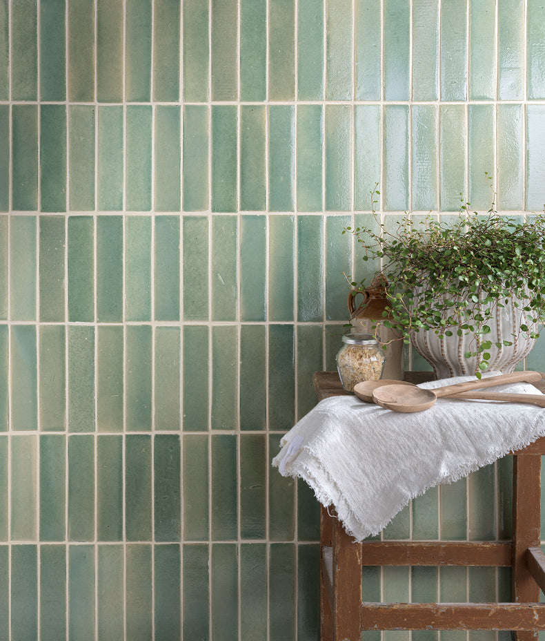 Stone Glaze Ceramic Menthol Gloss Brick 5x20cm Sample
