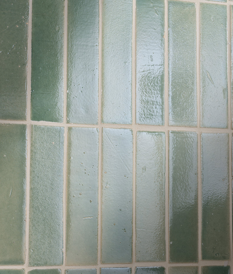 Stone Glaze Ceramic Menthol Gloss Brick 5x20cm Sample
