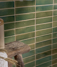 Stone Glaze Ceramic Olive Leaf Gloss Brick 5x20cm