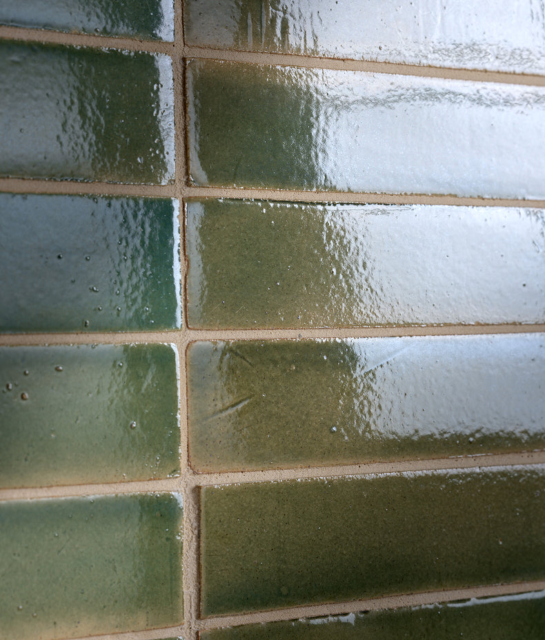 Stone Glaze Ceramic Olive Leaf Gloss Brick 5x20cm