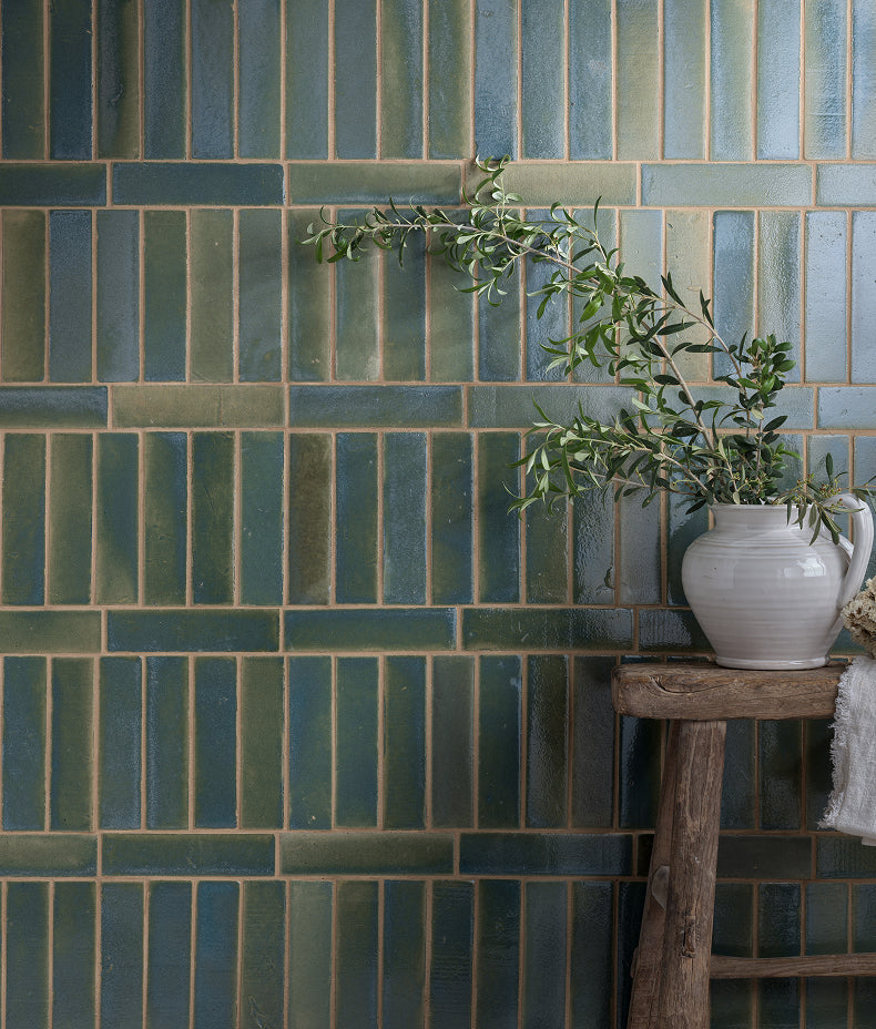 Stone Glaze Ceramic Winter Pond Gloss Brick 5x20cm Sample