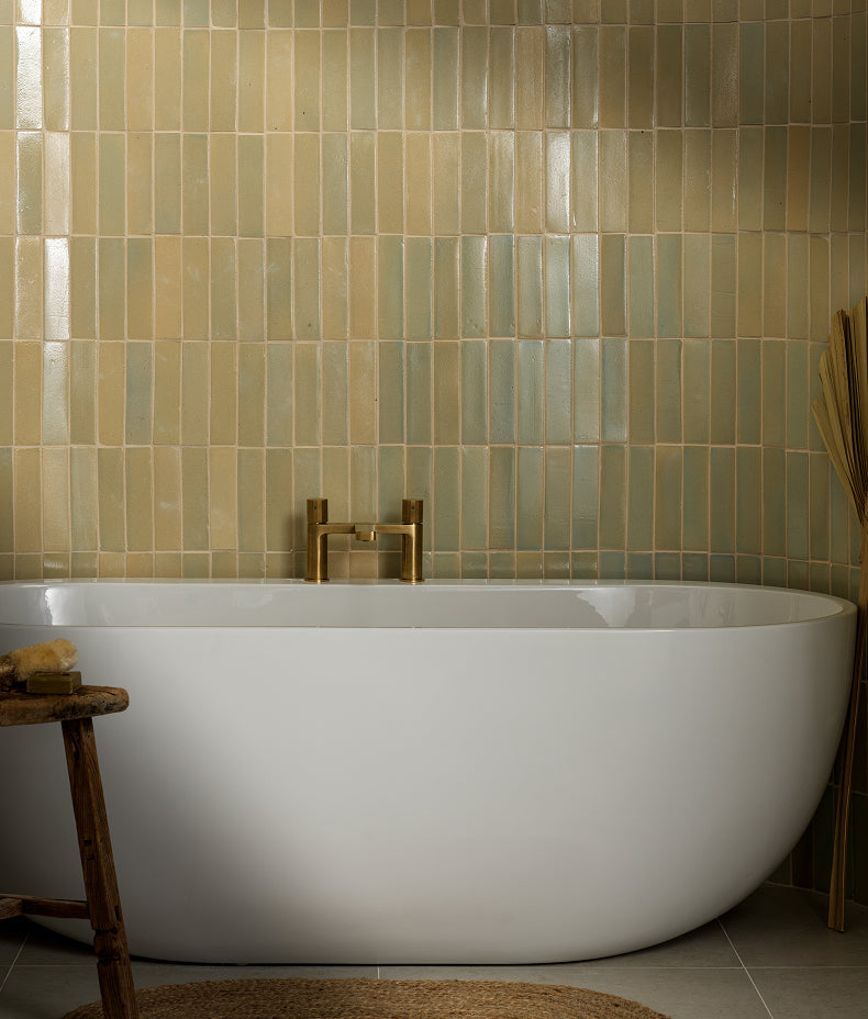 Stone Glaze Ceramic Chambray Gloss Brick 5x20cm