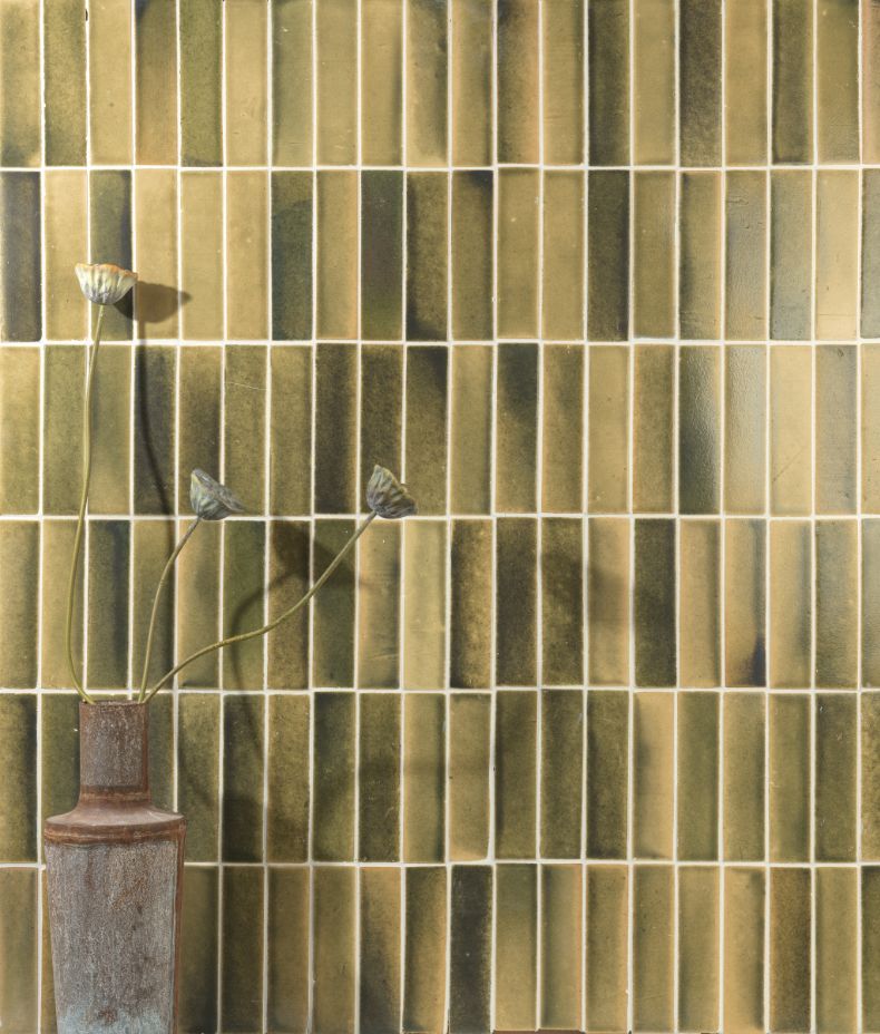 Stone Glaze Ceramic Lemongrass Gloss Brick 5x20cm Sample