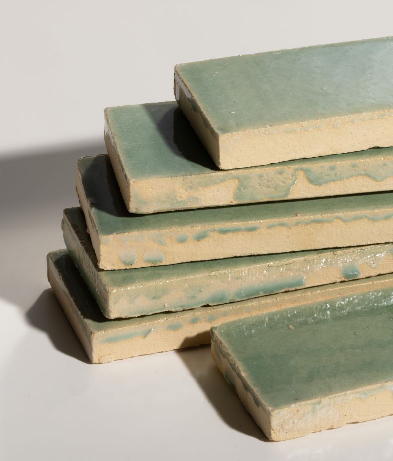 Stone Glaze Ceramic Menthol Gloss Brick 5x20cm Sample