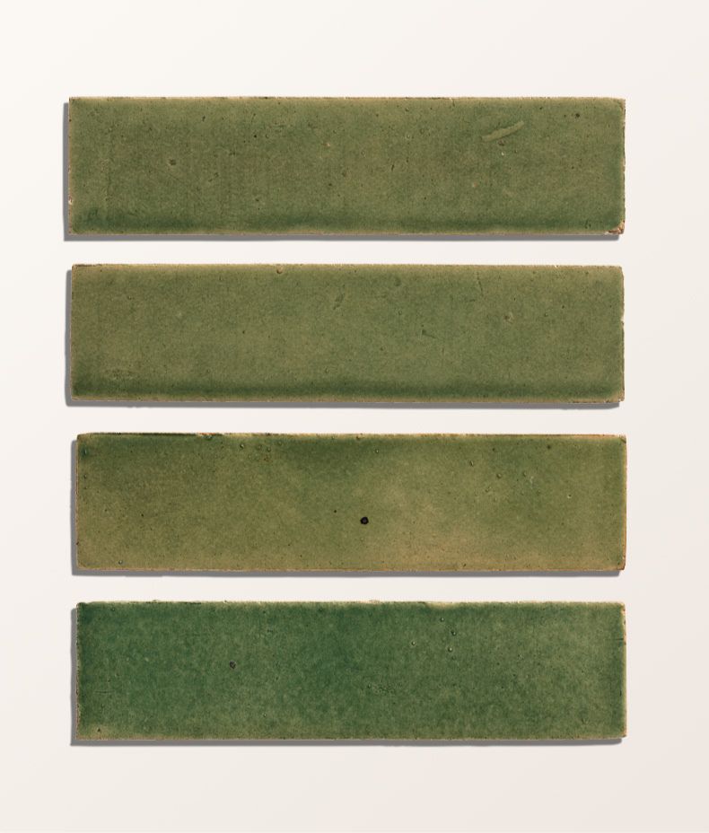 Stone Glaze Ceramic Olive Leaf Gloss Brick 5x20cm Sample