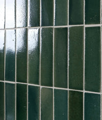 Stone Glaze Ceramic Petrol Green Gloss Brick 5x20cm Sample