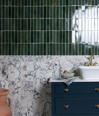 Stone Glaze Ceramic Petrol Green Gloss Brick 5x20cm