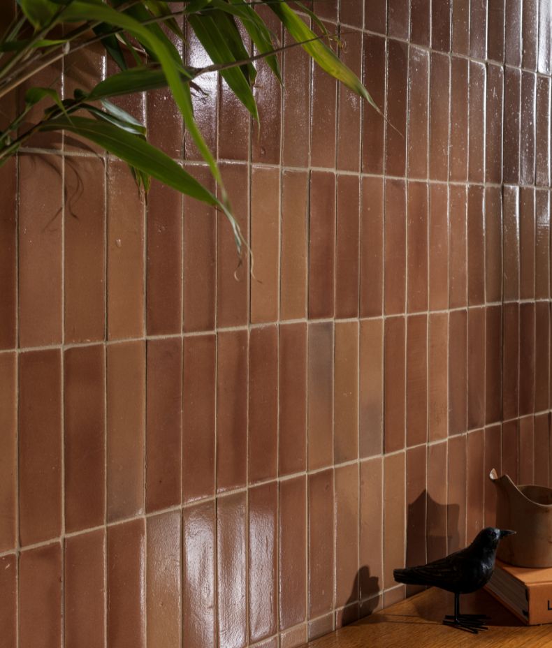 Stone Glaze Ceramic Tan Gloss Brick 5x20cm Sample