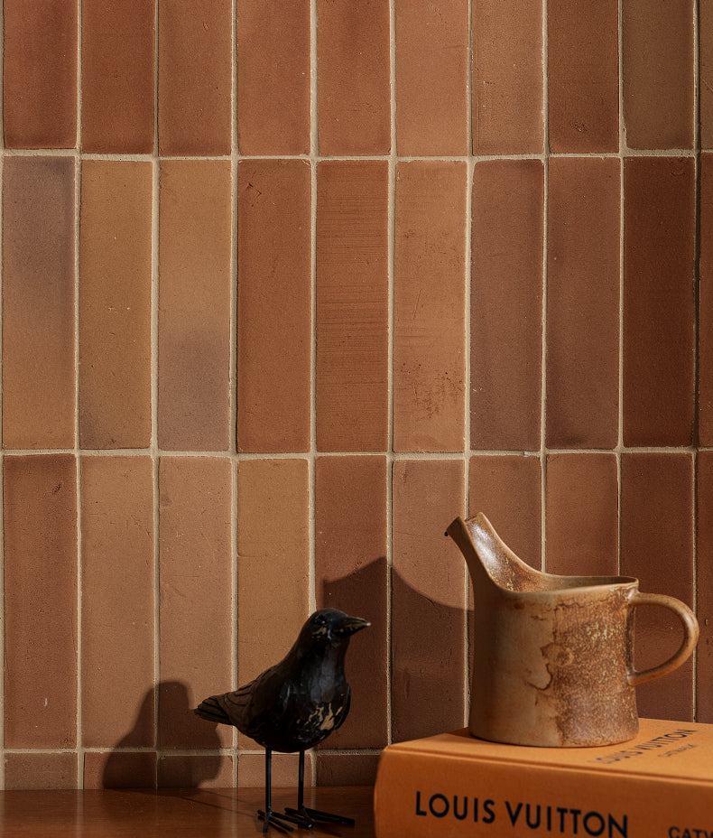 Stone Glaze Ceramic Tan Gloss Brick 5x20cm Sample