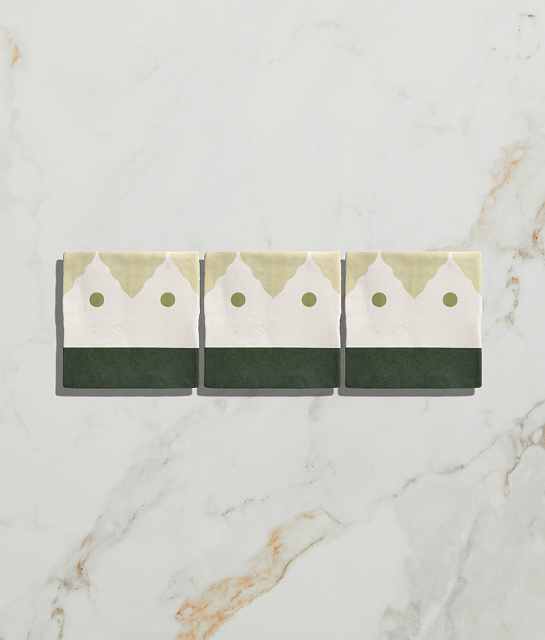 STUDIO Minaret Green Dot Ceramic 13x13cm Sample