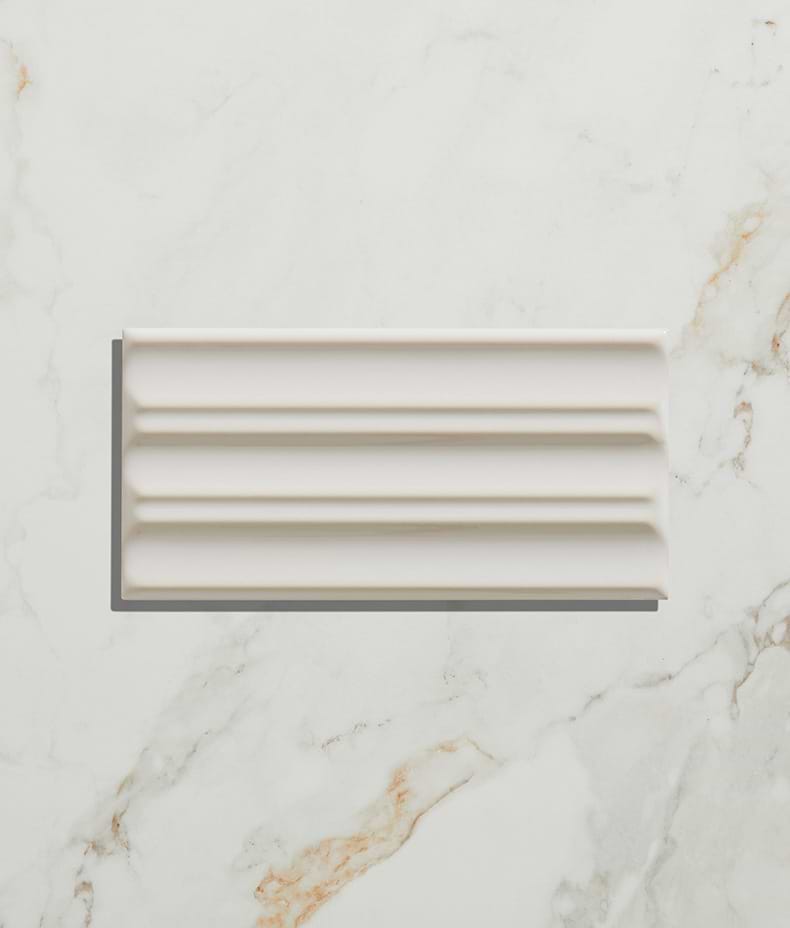 Tunstall Ceramic Fluted Brick Deep White 12.5cm Sample