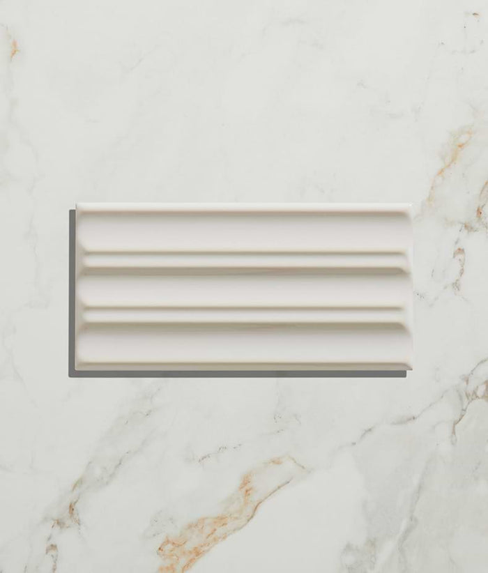 Tunstall Ceramic Fluted Brick Deep White 12.5cm Sample