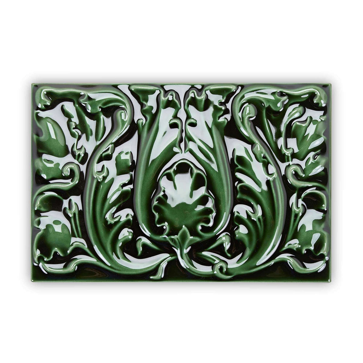 Edwardian, Caledonian , Acanthus Green Decorative Tiles Sale Porcelain Decorative Tiles Fired Earth